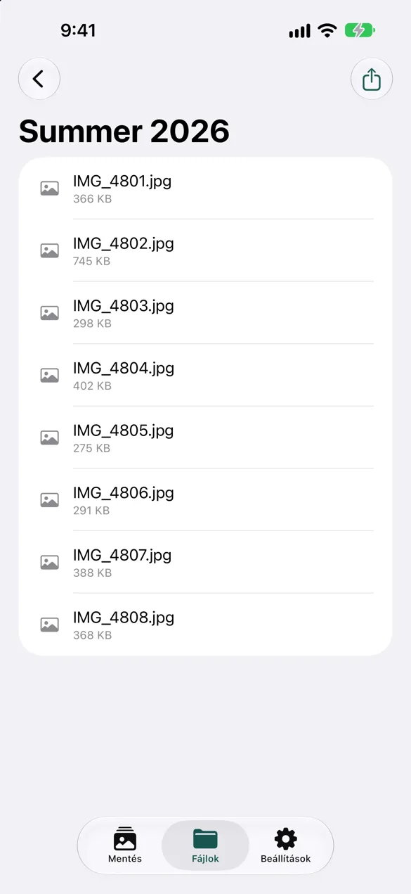 AIKA Connect: a NAS egyik fotóalbuma a telefonon